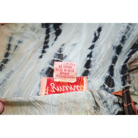 Azmina 100% Silk Hi-Lo Maxi Skirt Women OS Tassel Ties Embroidered Boho Festival - Picture 8 of 8